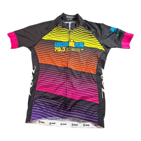 Ironman 70.3 Oceanside Zoot Cycling Jersey S Black Rainbow Triathalon READ - Picture 1 of 6